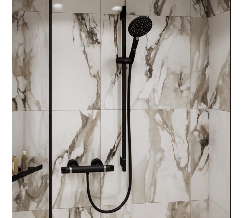 Душевой комплект Hansgrohe Unica со шлангом со стойкой черный матовый (28632670) Душевой комплект Hansgrohe Unica со шлангом со стойкой черный матовый (28632670)