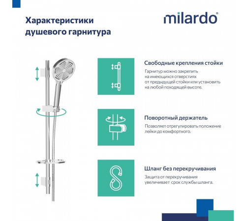 Душевой комплект Milardo Ideal Spa с лейкой со стойкой с мыльницей хром (ILS3C70M16) Душевой комплект Milardo Ideal Spa с лейкой со стойкой с мыльницей хром (ILS3C70M16)