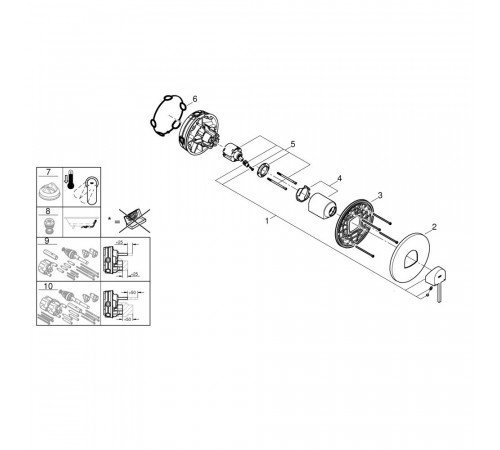 Смеситель для душа Grohe Plus скрытый монтаж внешняя часть 1 положение (24059003) Смеситель для душа Grohe Plus скрытый монтаж внешняя часть 1 положение (24059003)