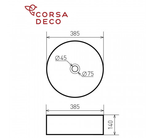 Раковина Corsa Deco Crystal 38 см накладная белая (ABCR38)