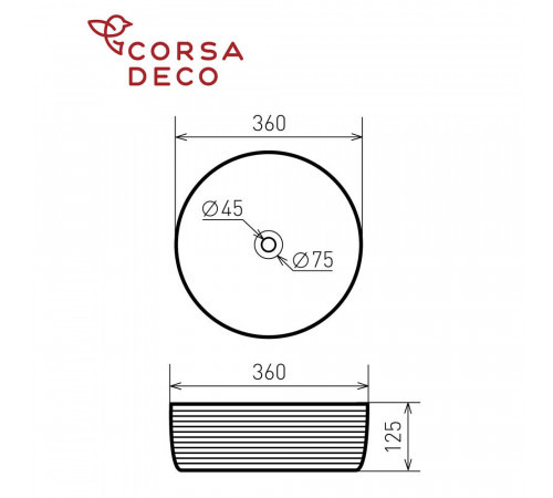 Раковина Corsa Deco Groove 36 см накладная черная/белая матовая (ABGR36BW) Раковина Corsa Deco Groove 36 см накладная черная/белая матовая (ABGR36BW)