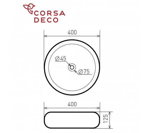 Раковина Corsa Deco Vogue 40 см накладная белая (ABVG40)