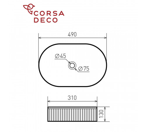Раковина Corsa Deco Lines 49 см накладная черная (ABLVX49OB) Раковина Corsa Deco Lines 49 см накладная черная (ABLVX49OB)