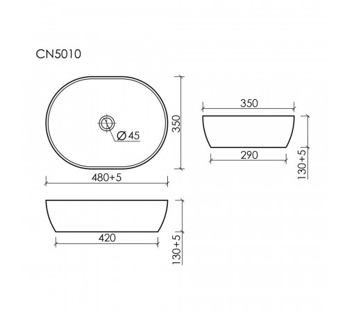Раковина Ceramicanova Element 48 см накладная белая (CN5010) Раковина Ceramicanova Element 48 см накладная белая (CN5010)