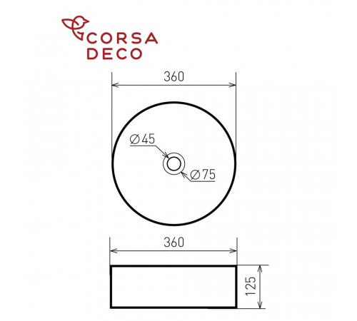 Раковина Corsa Deco FX100 36 см накладная белая (ABFX36)