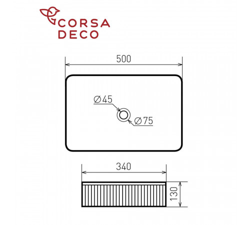 Раковина Corsa Deco Lines 50 см накладная белая матовая (ABLVX50RMW) Раковина Corsa Deco Lines 50 см накладная белая матовая (ABLVX50RMW)