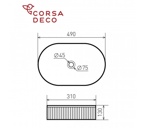 Раковина Corsa Deco Lines 49 см накладная белая матовая (ABLVX49OMW) Раковина Corsa Deco Lines 49 см накладная белая матовая (ABLVX49OMW)