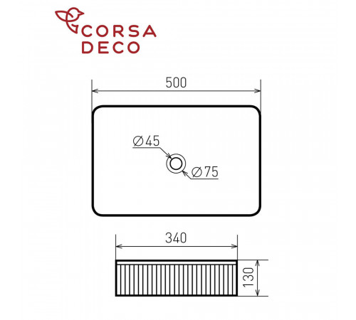 Раковина Corsa Deco Lines 50 см накладная черная (ABLVX50RB)