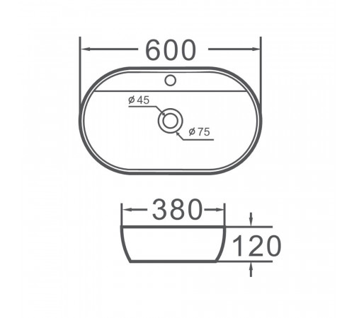 Раковина Corsa Deco WX300 60 см накладная с полочкой белая (ABWX2-60O)