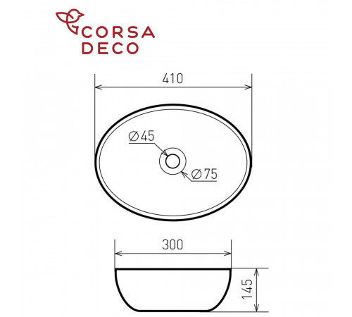 Раковина Corsa Deco WX100 41 см накладная белая (WX41C)