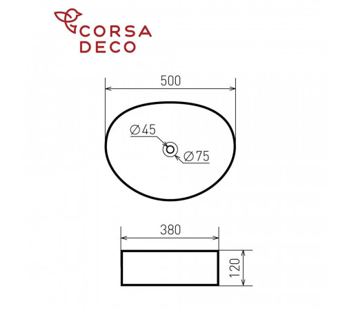 Раковина Corsa Deco FX300 50 см накладная белая (ABFX50O) Раковина Corsa Deco FX300 50 см накладная белая (ABFX50O)