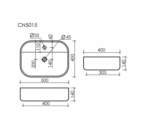 Раковина Ceramicanova Element 50 см накладная белая (CN5015)