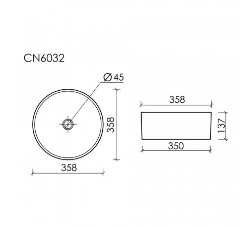 Раковина Ceramicanova Element 36 см накладная белая (CN6032) Раковина Ceramicanova Element 36 см накладная белая (CN6032)