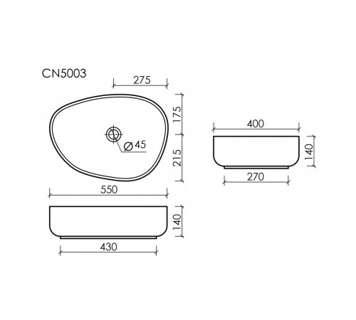 Раковина Ceramicanova Element 55 см накладная белая (CN5003) Раковина Ceramicanova Element 55 см накладная белая (CN5003)