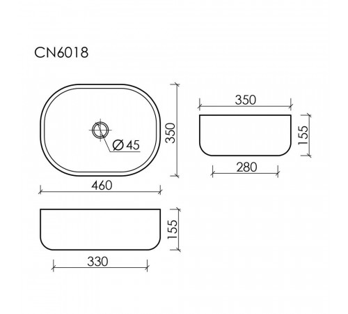 Раковина Ceramicanova Element 46 см накладная белая (CN6018)