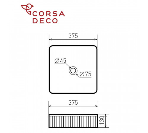 Раковина Corsa Deco Lines 37 см накладная черная (ABLVX37QB)