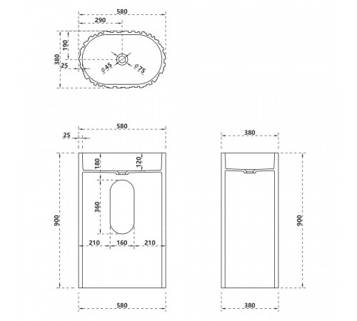 Раковина Abber Stein 580 мм напольная белая матовая (AS2551-H) Раковина Abber Stein 580 мм напольная белая матовая (AS2551-H)
