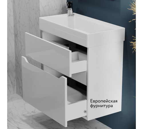 Комплект тумба с раковиной Raval Brik 65 см подвесная белая (Brk.01.65/P/W/RL)