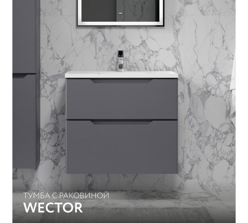 Комплект тумба с раковиной Raval Wector 70 см подвесная антрацит (Wct.01.70/P/A/MD) Комплект тумба с раковиной Raval Wector 70 см подвесная антрацит (Wct.01.70/P/A/MD)