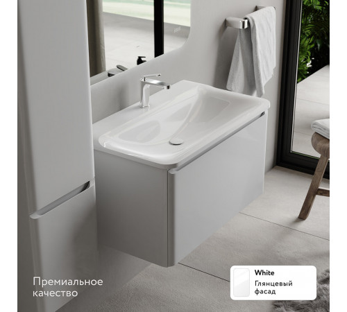 Комплект тумба с раковиной Raval Welto 80 см подвесная белая (Wel.01.80/P/W/RL)