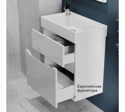 Комплект тумба с раковиной Raval Brik 55 см подвесная белая (Brk.01.55/P/W/RL) Комплект тумба с раковиной Raval Brik 55 см подвесная белая (Brk.01.55/P/W/RL)