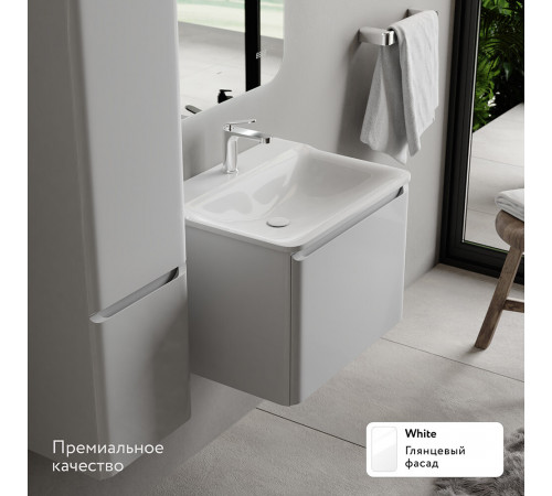 Комплект тумба с раковиной Raval Welto 60 см подвесная белая (Wel.01.60/P/W/RL)
