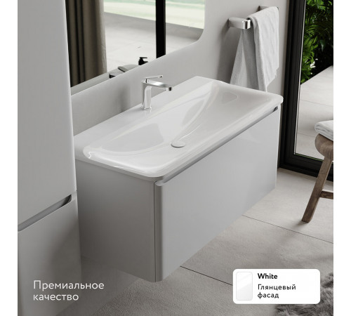 Комплект тумба с раковиной Raval Welto 100 см подвесная белая (Wel.01.100/P/W/RL) Комплект тумба с раковиной Raval Welto 100 см подвесная белая (Wel.01.100/P/W/RL)