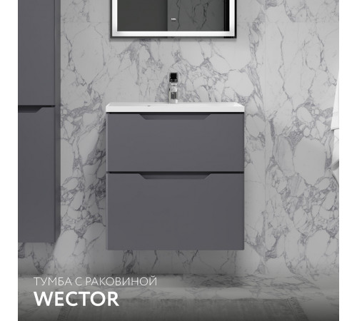 Комплект тумба с раковиной Raval Wector 60 см подвесная антрацит (Wct.01.60/P/A/MD) Комплект тумба с раковиной Raval Wector 60 см подвесная антрацит (Wct.01.60/P/A/MD)