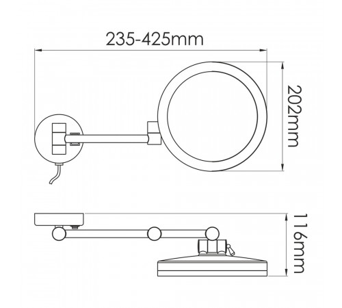 Зеркало с подсветкой круглое 20,2 см с увеличением 3x WasserKraft (K-1004BLACK) Зеркало с подсветкой круглое 20,2 см с увеличением 3x WasserKraft (K-1004BLACK)