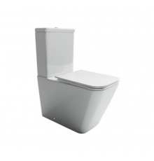 Унитаз-компакт Ceramicanova Cubic Rimless безободковый с универсальным выпуском с сиденьем дюропласт микролифт белый (CN1803)
