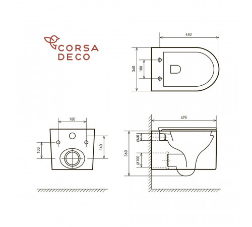 Унитаз подвесной Corsa Deco LXV Tornado безободковый с сиденьем дюропласт микролифт (WHLXV500ST) Унитаз подвесной Corsa Deco LXV Tornado безободковый с сиденьем дюропласт микролифт (WHLXV500ST)