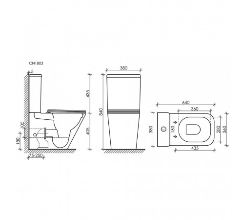 Унитаз-компакт Ceramicanova Cubic Rimless безободковый с универсальным выпуском с сиденьем дюропласт микролифт белый (CN1803) Унитаз-компакт Ceramicanova Cubic Rimless безободковый с универсальным выпуском с сиденьем дюропласт микролифт белый (CN1803)