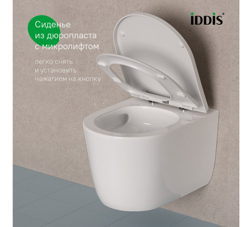 Унитаз подвесной Iddis Slide безободковый белый с сиденьем дюропласт микролифт (SLIRDSEi25) Унитаз подвесной Iddis Slide безободковый белый с сиденьем дюропласт микролифт (SLIRDSEi25)