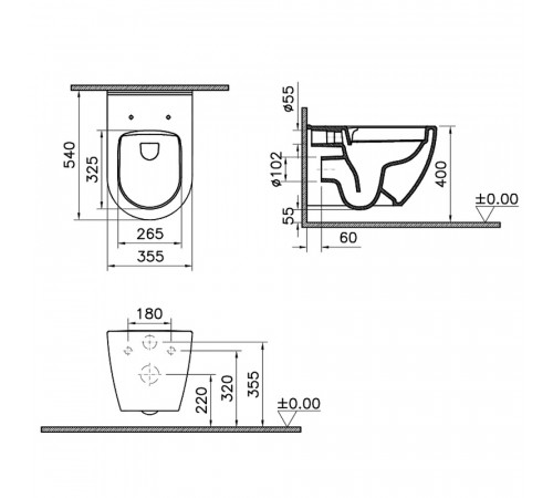 Унитаз подвесной Vitra Mia Round безободковый без сиденья (7510B003-0075) Унитаз подвесной Vitra Mia Round безободковый без сиденья (7510B003-0075)