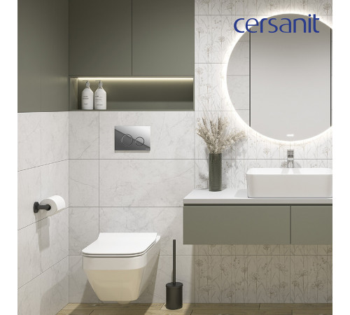Комплект инсталляции Cersanit Link Pro с унитазом Crea Square Clean On и сиденьем дюропласт микролифт быстросъем (63997)
