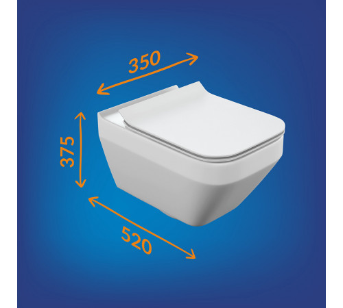 Комплект инсталляции Cersanit Link Pro с унитазом Crea Square Clean On и сиденьем дюропласт микролифт быстросъем (63997)
