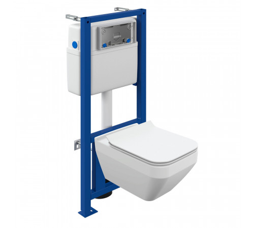 Комплект инсталляции Cersanit Link Pro с унитазом Crea Square Clean On и сиденьем дюропласт микролифт быстросъем (63997)