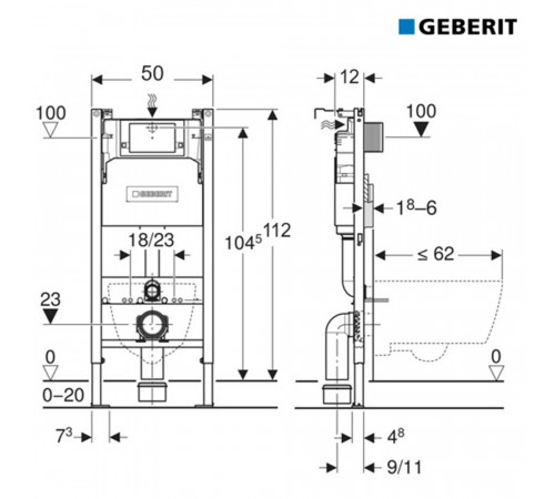 Инсталляция Geberit Delta Duofix для подвесного унитаза без кнопки (111.153.00.1) Инсталляция Geberit Delta Duofix для подвесного унитаза без кнопки (111.153.00.1)