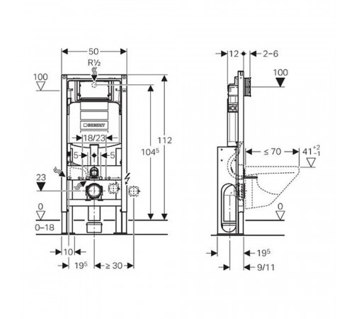 Инсталляция самонесущая Geberit Sigma Duofix без кнопки со звукоизоляцией (111.380.00.5) Инсталляция самонесущая Geberit Sigma Duofix без кнопки со звукоизоляцией (111.380.00.5)