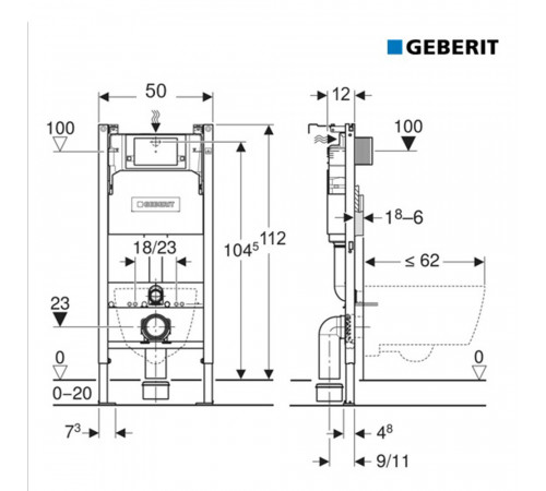 Инсталляция Geberit Delta Duofix для подвесного унитаза с кнопкой хром (458.163.21.1) Инсталляция Geberit Delta Duofix для подвесного унитаза с кнопкой хром (458.163.21.1)