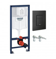 Инсталляция Grohe Solido для подвесного унитаза с кнопкой черной матовой