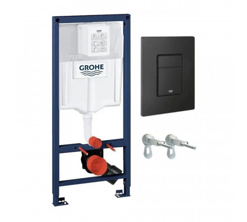 Инсталляция Grohe Solido для подвесного унитаза с кнопкой черной матовой Инсталляция Grohe Solido для подвесного унитаза с кнопкой черной матовой
