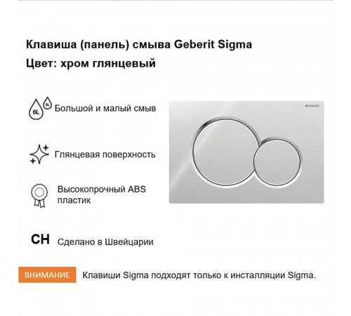 Клавиша смыва для инсталляций Geberit Sigma 01 хром глянцевый (115.770.21.5) Клавиша смыва для инсталляций Geberit Sigma 01 хром глянцевый (115.770.21.5)