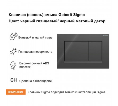 Клавиша смыва для инсталляций Geberit Sigma черная (115.883.DW.1) Клавиша смыва для инсталляций Geberit Sigma черная (115.883.DW.1)