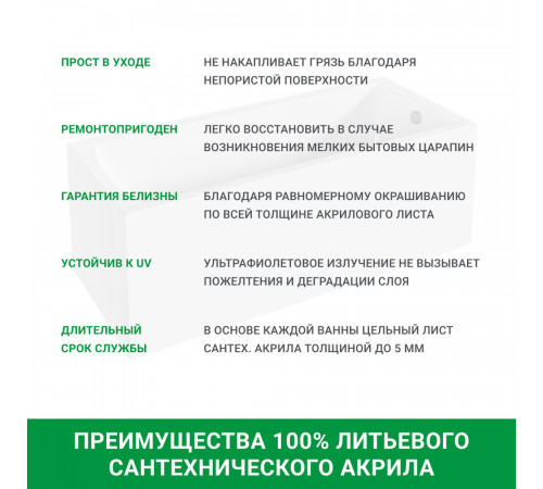 Ванна акриловая 1Marka Monck 180х70 см без ножек (01мон1870) Ванна акриловая 1Marka Monck 180х70 см без ножек (01мон1870)