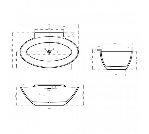 Ванна акриловая Abber 172х103 см с ножками (AB9237) Ванна акриловая Abber 172х103 см с ножками (AB9237)
