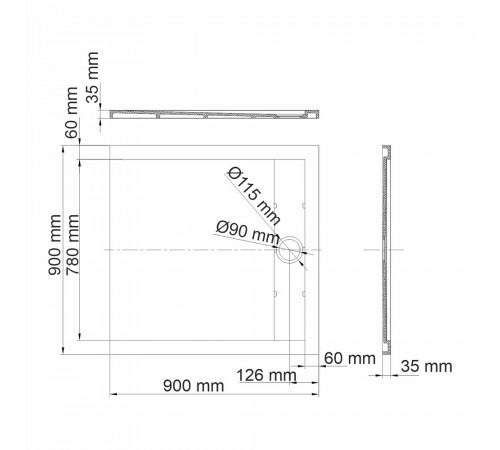 Поддон WasserKraft Mindel искусственный камень 90х90х4 см квадрат белый низкий (85T03) Поддон WasserKraft Mindel искусственный камень 90х90х4 см квадрат белый низкий (85T03)