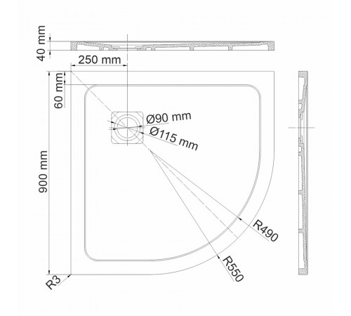 Поддон WasserKraft Dinkel искусственный камень 90х90х4 см полукруг белый низкий (58T01) Поддон WasserKraft Dinkel искусственный камень 90х90х4 см полукруг белый низкий (58T01)