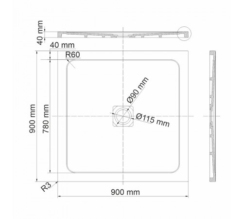 Поддон WasserKraft Dinkel искусственный камень 90х90х4 см квадрат белый низкий (58T03) Поддон WasserKraft Dinkel искусственный камень 90х90х4 см квадрат белый низкий (58T03)