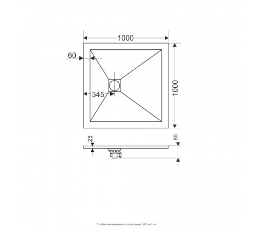 Поддон RGW ST 0100 искусственный камень 100х100х3 см квадрат графит низкий (16152100-02) Поддон RGW ST 0100 искусственный камень 100х100х3 см квадрат графит низкий (16152100-02)